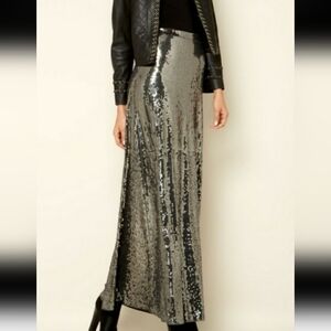 Michael Michael Kors Silver Sequin Maxi Skirt Size XS